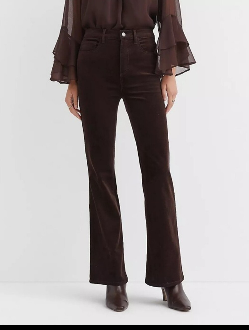 Jones New York Sport High-Rise Brown Women's Corduroy Stretch Bootcut Pants 12